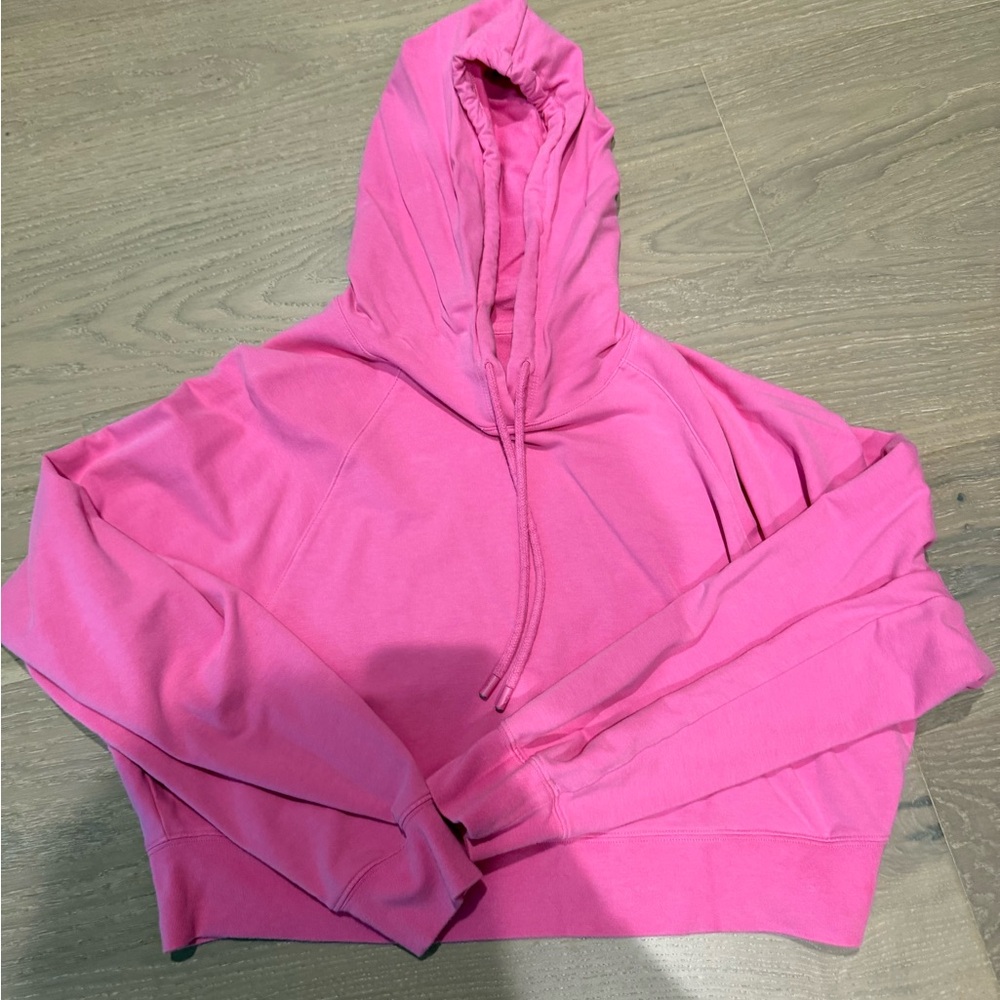 ALO Yoga Bright Pink Cropped Hooded Sweatshirt